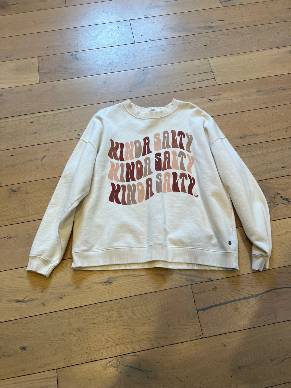 Roxy Cream Crewneck Sweatshirt with Rust & Terracotta Graphic